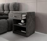 Lade das Bild in den Galerie-Viewer, Eleganter Designer Cord-Nachttisch Amy: Stilvolle Nachtkommode mit Stauraum
