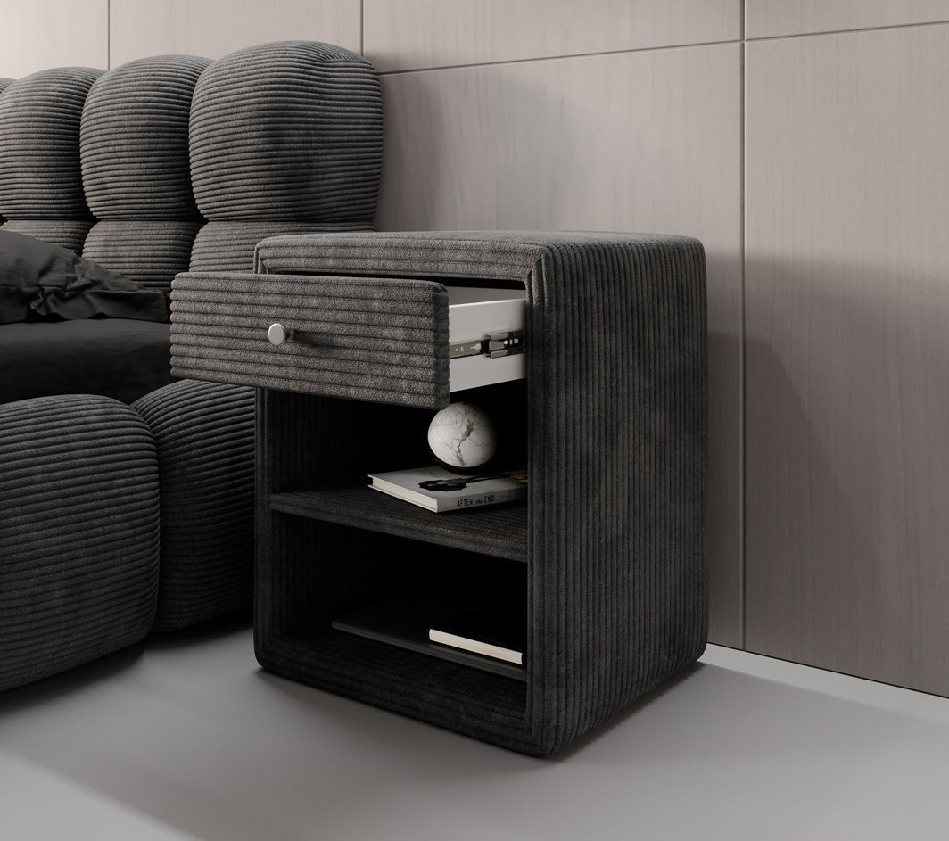 Eleganter Designer Cord-Nachttisch Amy: Stilvolle Nachtkommode mit Stauraum