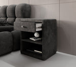 Lade das Bild in den Galerie-Viewer, Eleganter Designer Cord-Nachttisch Amy: Stilvolle Nachtkommode mit Stauraum