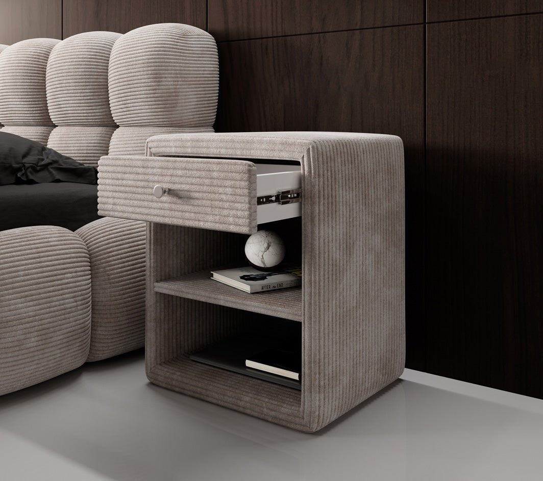 Eleganter Designer Cord-Nachttisch Amy: Stilvolle Nachtkommode mit Stauraum