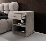 Lade das Bild in den Galerie-Viewer, Eleganter Designer Cord-Nachttisch Amy: Stilvolle Nachtkommode mit Stauraum