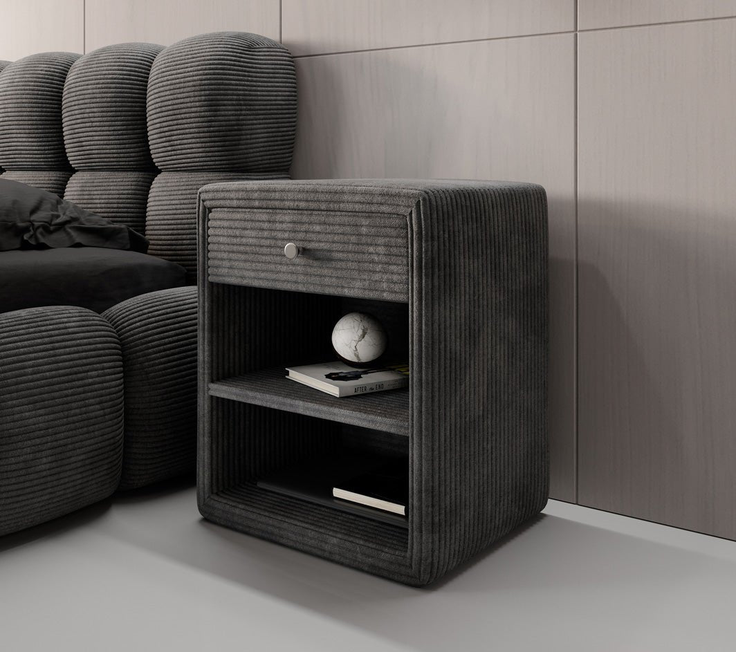 Eleganter Designer Cord-Nachttisch Amy: Stilvolle Nachtkommode mit Stauraum