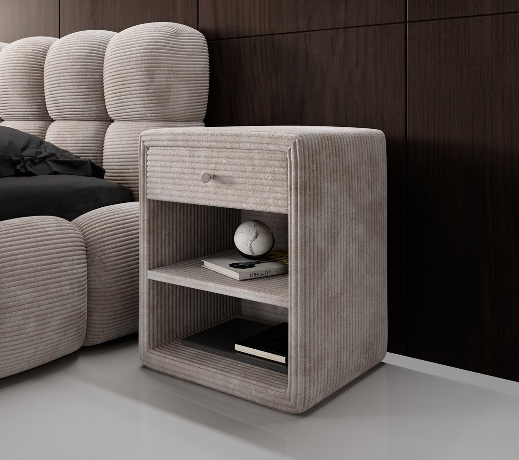 Eleganter Designer Cord-Nachttisch Amy: Stilvolle Nachtkommode mit Stauraum
