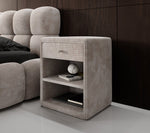 Lade das Bild in den Galerie-Viewer, Eleganter Designer Cord-Nachttisch Amy: Stilvolle Nachtkommode mit Stauraum
