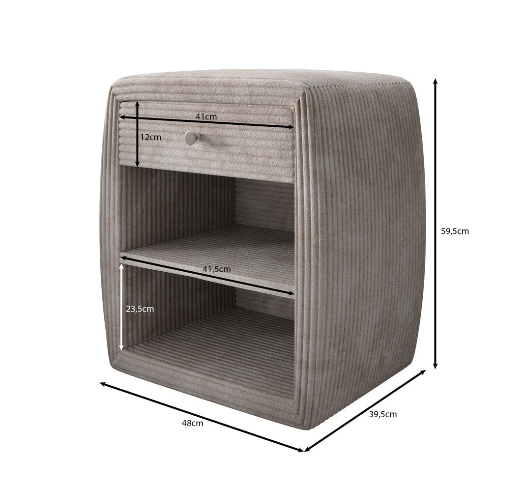 Eleganter Cord Nachttisch Lilly mit USB-Ladeanschluss für Ihr Schlafzimmer