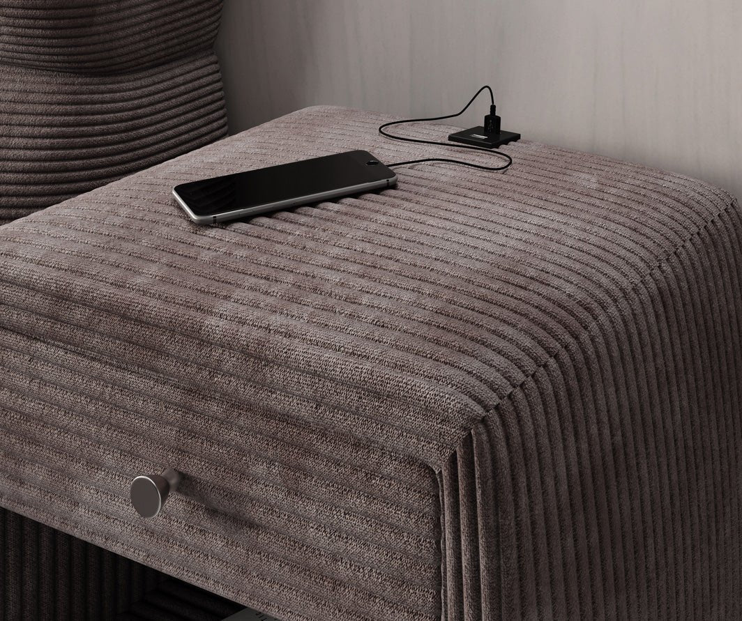 Eleganter Cord Nachttisch Lilly mit USB-Ladeanschluss für Ihr Schlafzimmer
