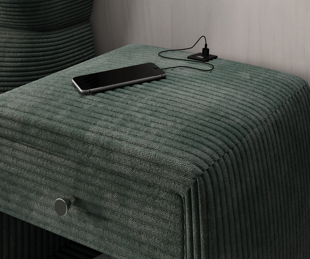 Eleganter Cord Nachttisch Lilly mit USB-Ladeanschluss für Ihr Schlafzimmer