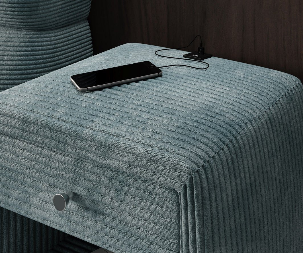 Eleganter Cord Nachttisch Lilly mit USB-Ladeanschluss für Ihr Schlafzimmer
