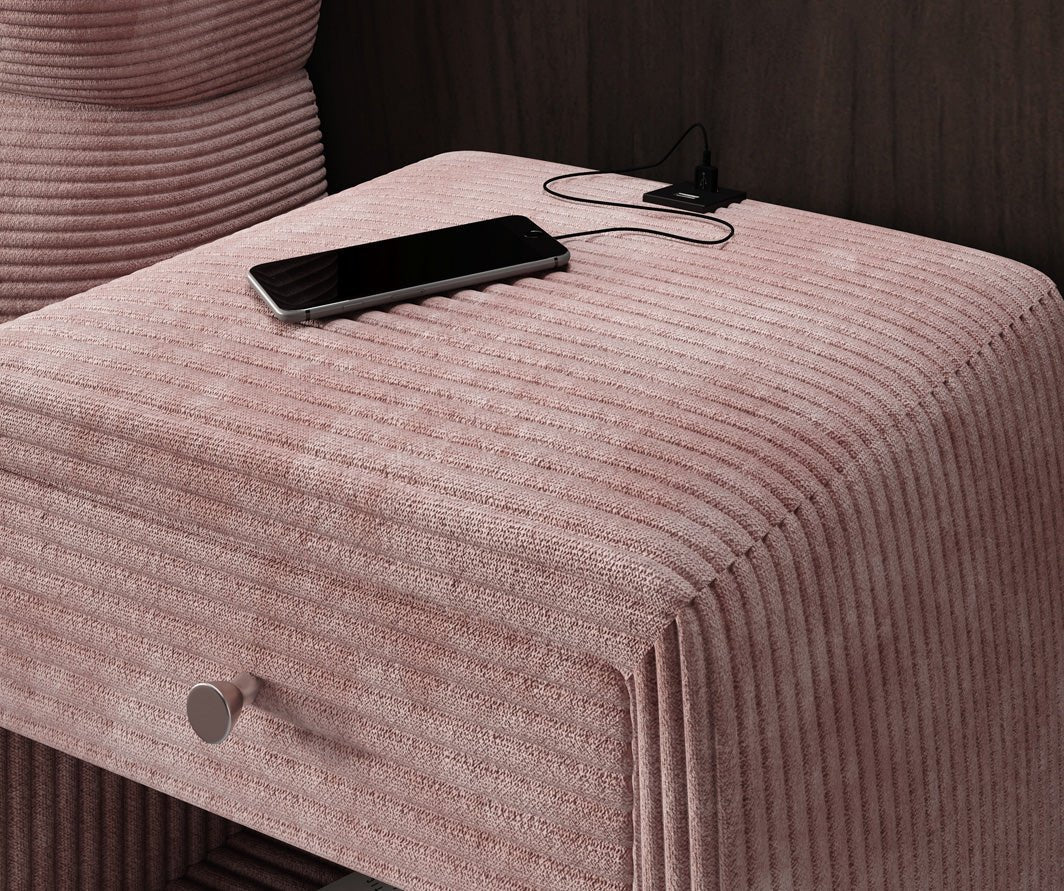 Eleganter Cord Nachttisch Lilly mit USB-Ladeanschluss für Ihr Schlafzimmer