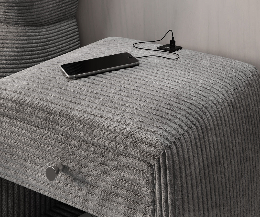 Eleganter Cord Nachttisch Lilly mit USB-Ladeanschluss für Ihr Schlafzimmer