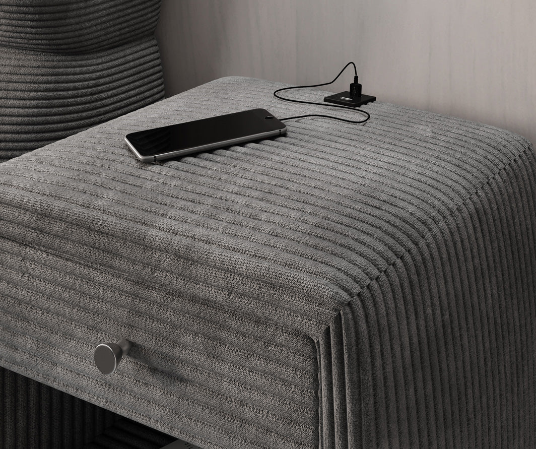 Eleganter Cord Nachttisch Lilly mit USB-Ladeanschluss für Ihr Schlafzimmer