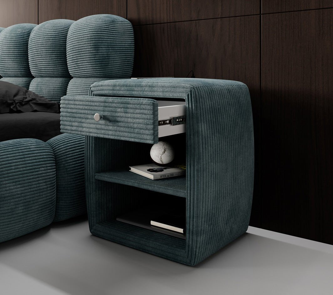Eleganter Cord Nachttisch Lilly mit USB-Ladeanschluss für Ihr Schlafzimmer