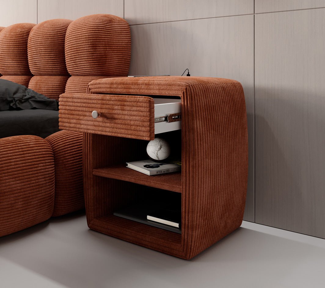 Eleganter Cord Nachttisch Lilly mit USB-Ladeanschluss für Ihr Schlafzimmer