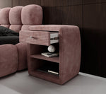 Lade das Bild in den Galerie-Viewer, Eleganter Cord Nachttisch Lilly mit USB-Ladeanschluss für Ihr Schlafzimmer