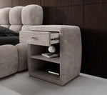 Lade das Bild in den Galerie-Viewer, Eleganter Cord Nachttisch Lilly mit USB-Ladeanschluss für Ihr Schlafzimmer