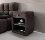 Lade das Bild in den Galerie-Viewer, Eleganter Cord Nachttisch Lilly mit USB-Ladeanschluss für Ihr Schlafzimmer