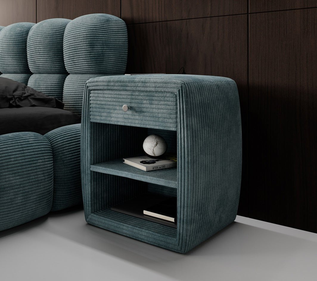 Eleganter Cord Nachttisch Lilly mit USB-Ladeanschluss für Ihr Schlafzimmer