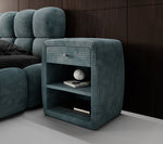 Lade das Bild in den Galerie-Viewer, Eleganter Cord Nachttisch Lilly mit USB-Ladeanschluss für Ihr Schlafzimmer