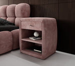 Lade das Bild in den Galerie-Viewer, Eleganter Cord Nachttisch Lilly mit USB-Ladeanschluss für Ihr Schlafzimmer