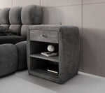 Lade das Bild in den Galerie-Viewer, Eleganter Cord Nachttisch Lilly mit USB-Ladeanschluss für Ihr Schlafzimmer