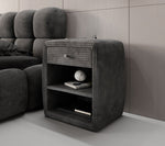 Lade das Bild in den Galerie-Viewer, Eleganter Cord Nachttisch Lilly mit USB-Ladeanschluss für Ihr Schlafzimmer