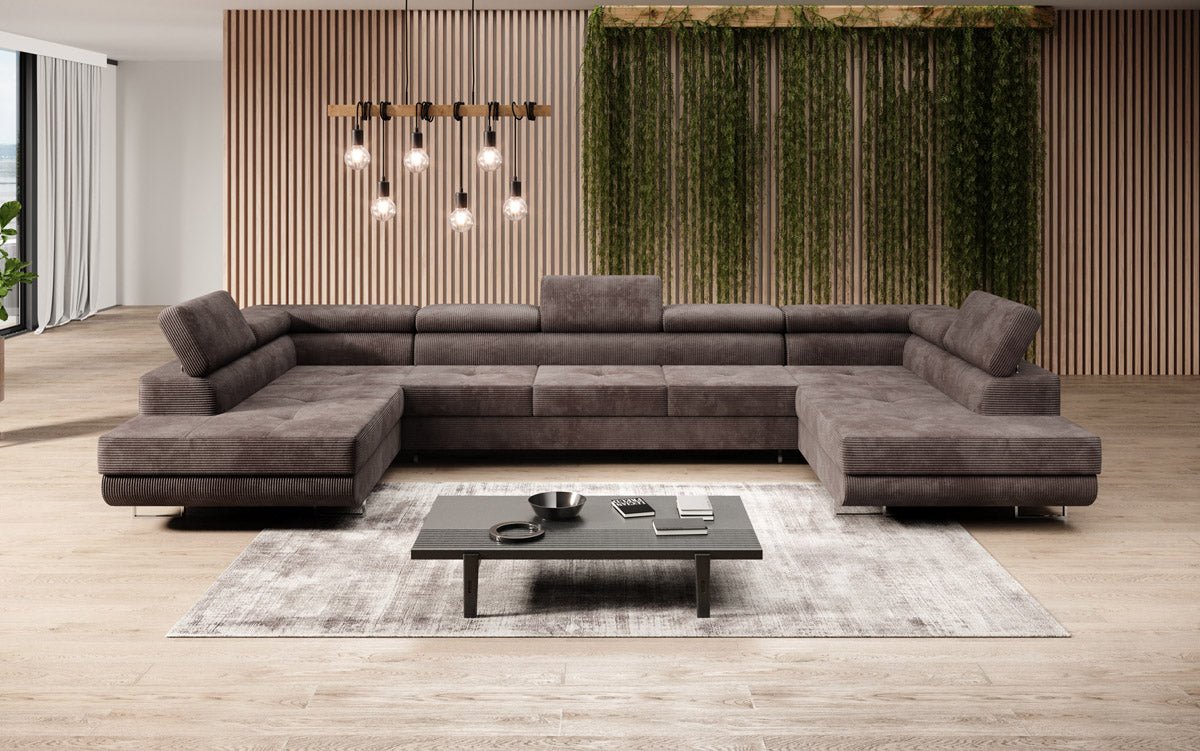 Luxuriöses Cord-Schlafsofa Taormina: Vielseitige Klappfunktion, Stauraum, Komfort & Stil