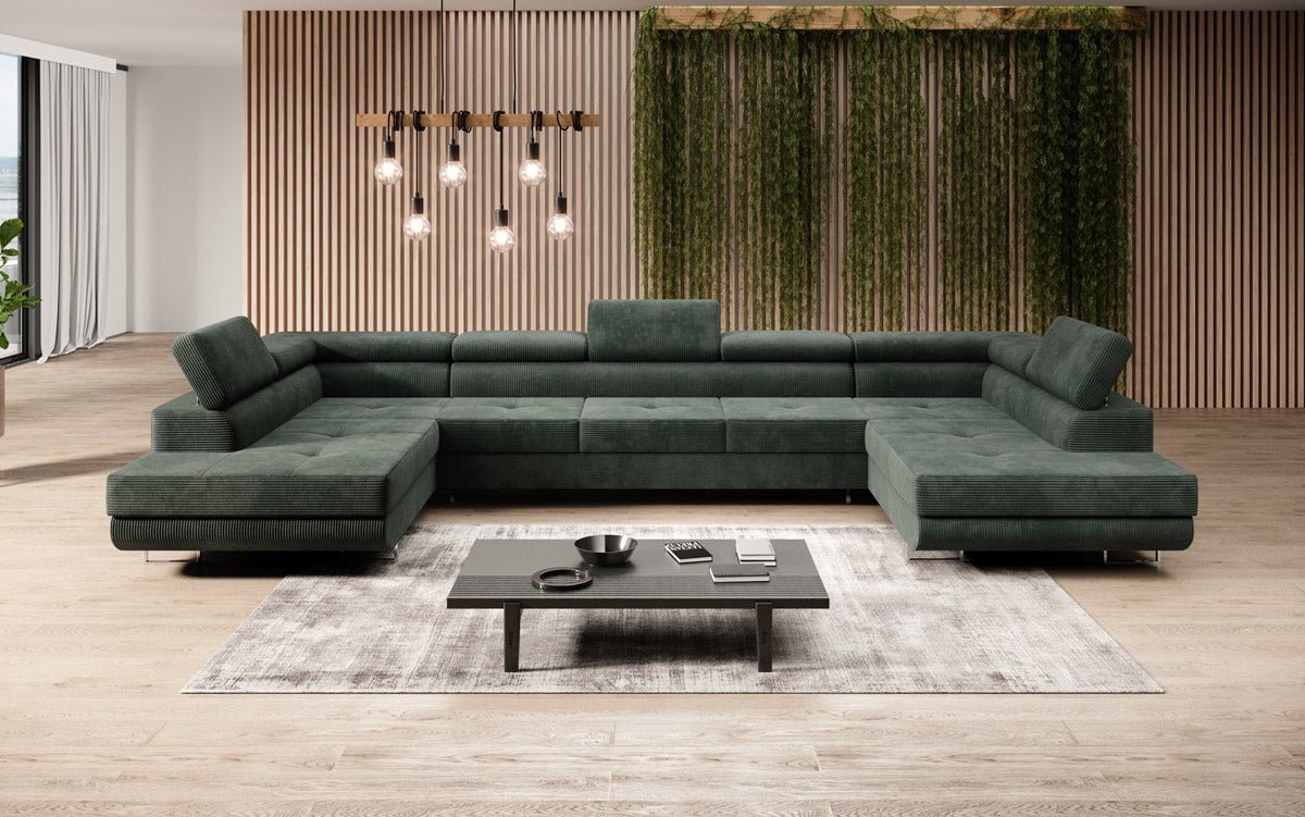 Luxuriöses Cord-Schlafsofa Taormina: Vielseitige Klappfunktion, Stauraum, Komfort & Stil