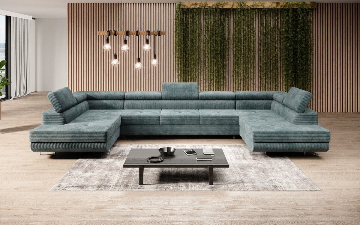 Luxuriöses Cord-Schlafsofa Taormina: Vielseitige Klappfunktion, Stauraum, Komfort & Stil