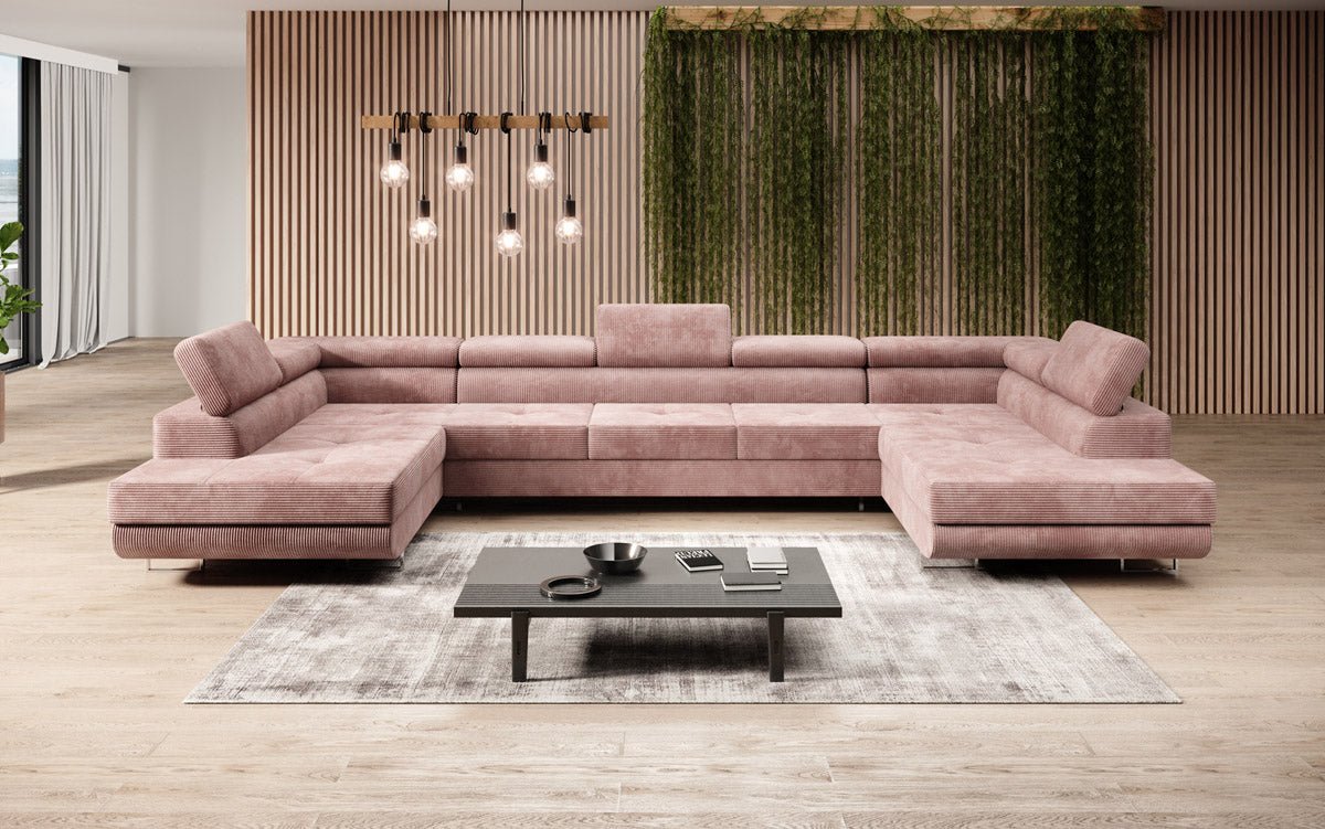 Luxuriöses Cord-Schlafsofa Taormina: Vielseitige Klappfunktion, Stauraum, Komfort & Stil