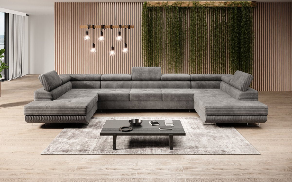 Luxuriöses Cord-Schlafsofa Taormina: Vielseitige Klappfunktion, Stauraum, Komfort & Stil