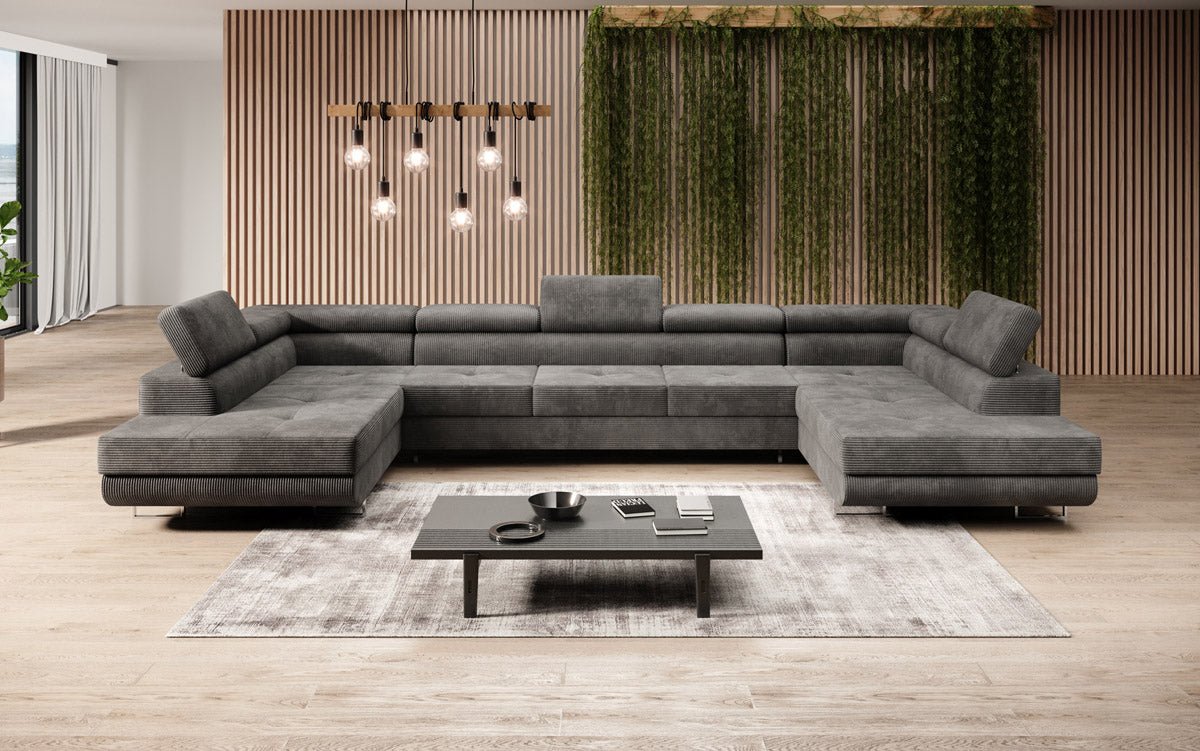 Luxuriöses Cord-Schlafsofa Taormina: Vielseitige Klappfunktion, Stauraum, Komfort & Stil