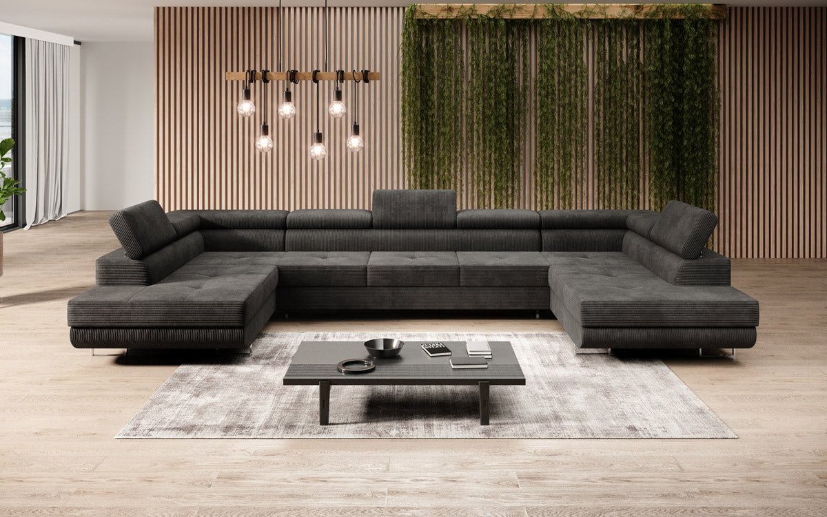 Luxuriöses Cord-Schlafsofa Taormina: Vielseitige Klappfunktion, Stauraum, Komfort & Stil