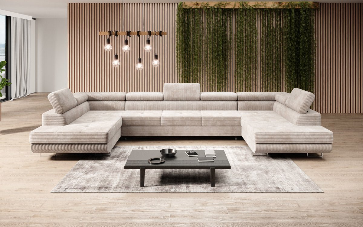 Luxuriöses Cord-Schlafsofa Taormina: Vielseitige Klappfunktion, Stauraum, Komfort & Stil