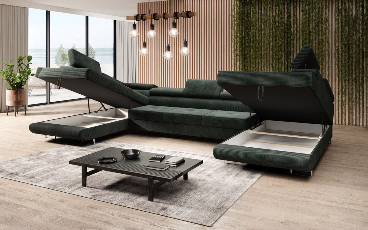 Luxuriöses Cord-Schlafsofa Taormina: Vielseitige Klappfunktion, Stauraum, Komfort & Stil