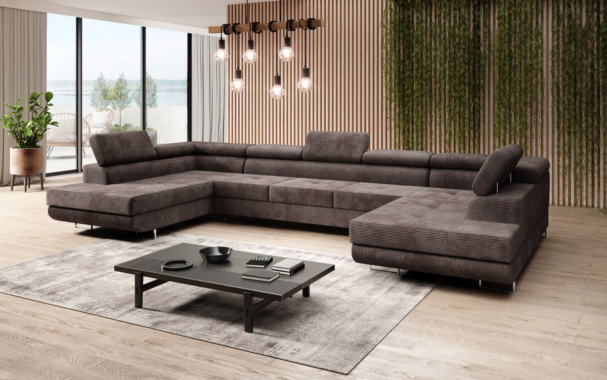 Luxuriöses Cord-Schlafsofa Taormina: Vielseitige Klappfunktion, Stauraum, Komfort & Stil