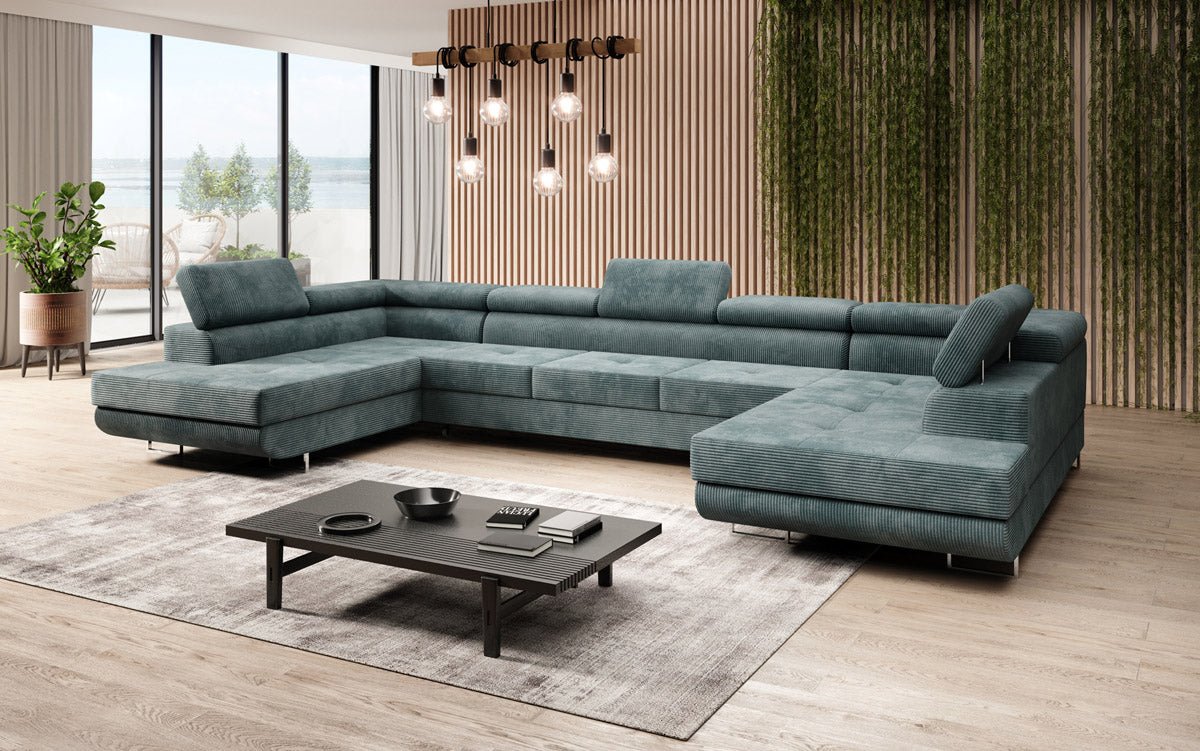 Luxuriöses Cord-Schlafsofa Taormina: Vielseitige Klappfunktion, Stauraum, Komfort & Stil