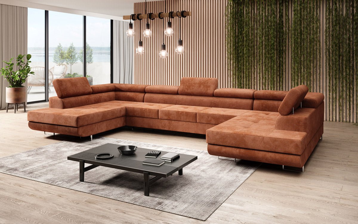Luxuriöses Cord-Schlafsofa Taormina: Vielseitige Klappfunktion, Stauraum, Komfort & Stil