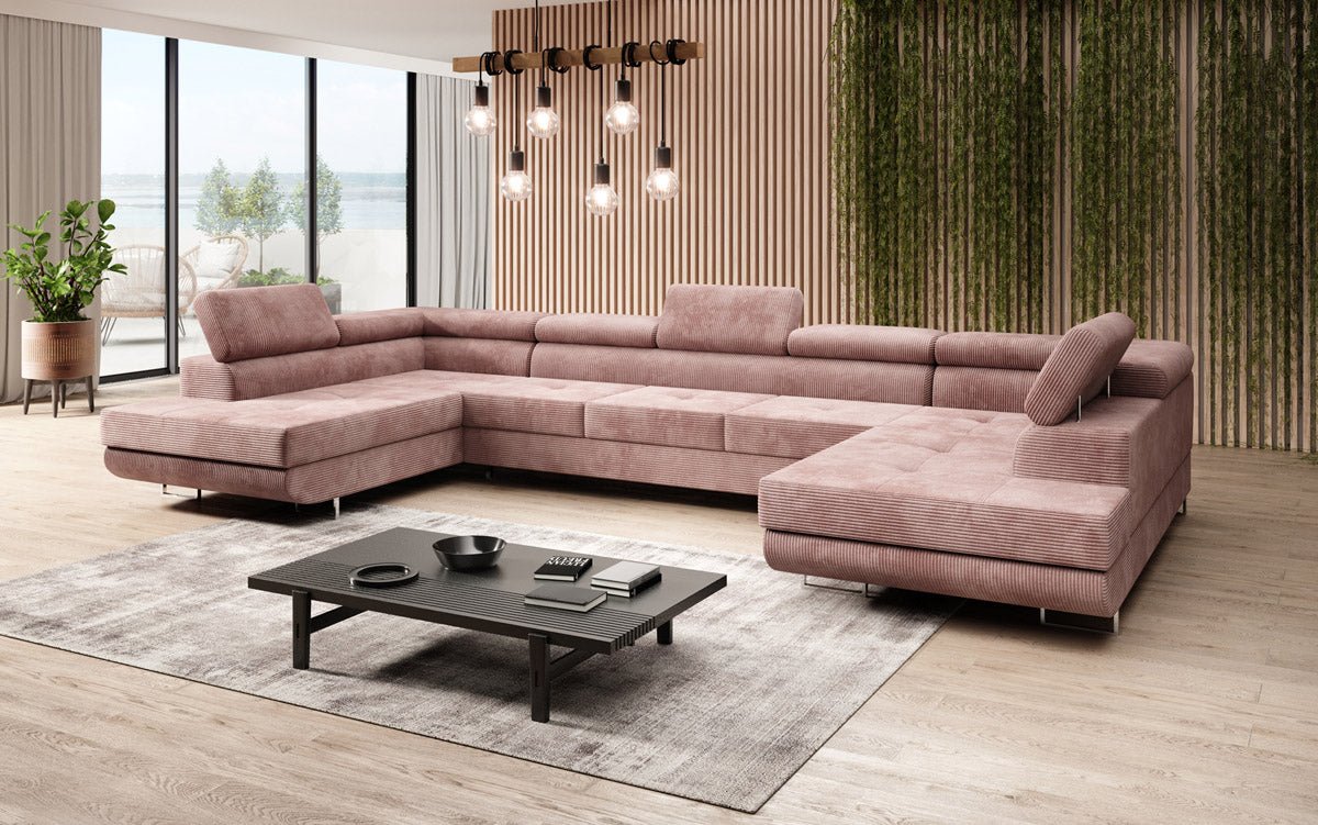 Luxuriöses Cord-Schlafsofa Taormina: Vielseitige Klappfunktion, Stauraum, Komfort & Stil