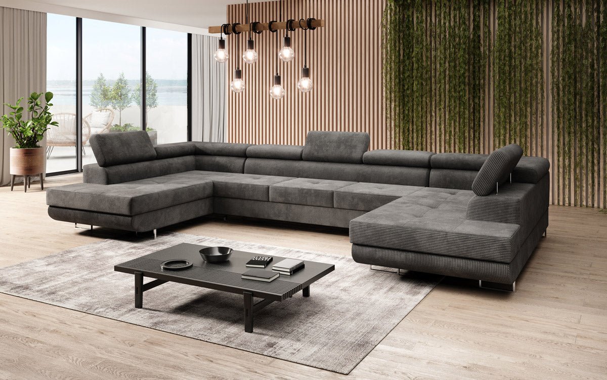 Luxuriöses Cord-Schlafsofa Taormina: Vielseitige Klappfunktion, Stauraum, Komfort & Stil