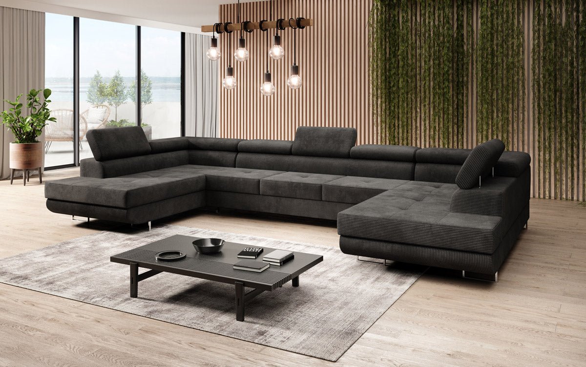 Luxuriöses Cord-Schlafsofa Taormina: Vielseitige Klappfunktion, Stauraum, Komfort & Stil
