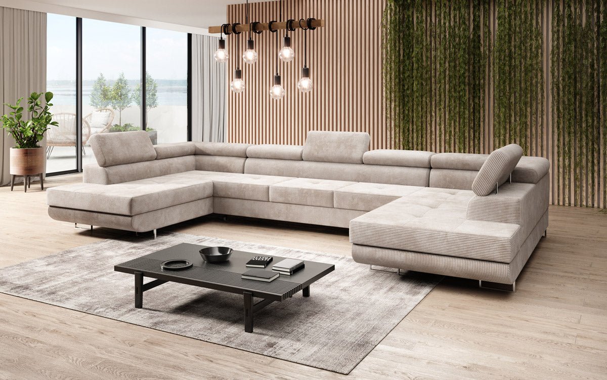 Luxuriöses Cord-Schlafsofa Taormina: Vielseitige Klappfunktion, Stauraum, Komfort & Stil
