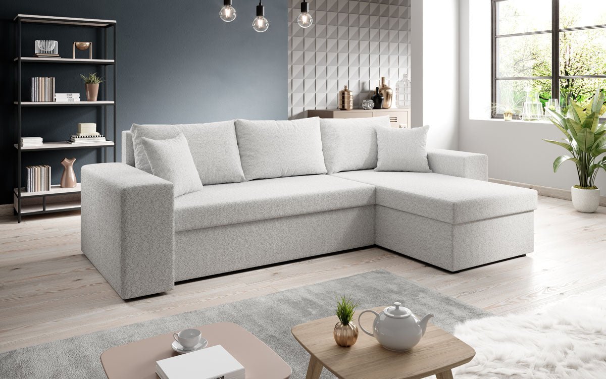 Denver Bouclé Schlafsofa: Elegantes, vielseitiges Design mit Klappfunktion für Komfort