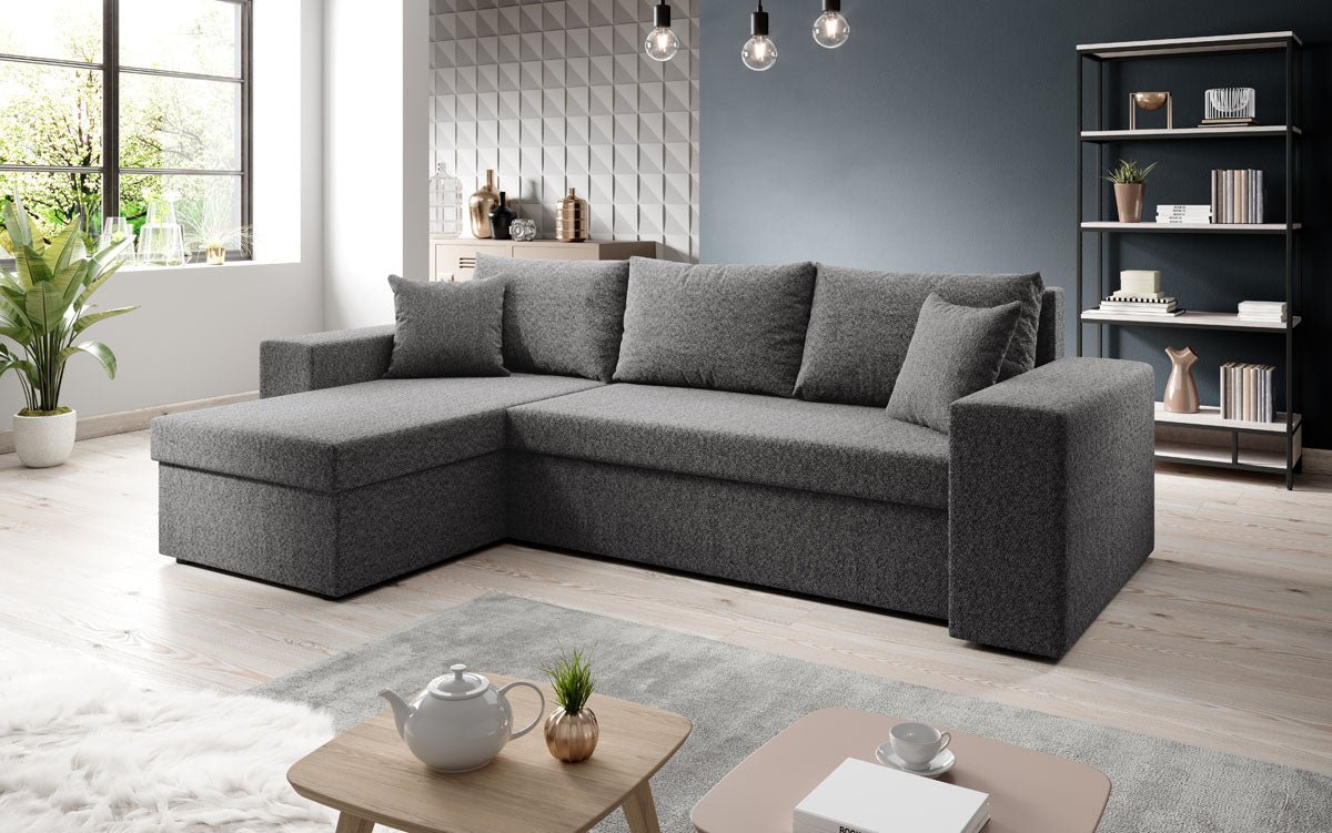 Denver Bouclé Schlafsofa: Elegantes, vielseitiges Design mit Klappfunktion für Komfort