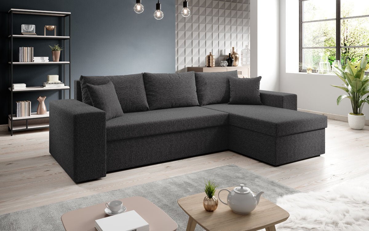 Luxuriöses Designer Ecksofa Denver Bouclé: Schlaf- und Klappfunktion für modernes Wohnen