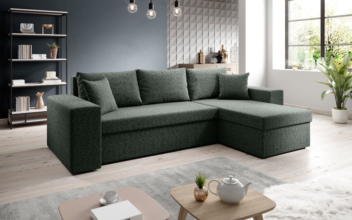 Denver Bouclé Schlafsofa: Elegantes, vielseitiges Design mit Klappfunktion für Komfort