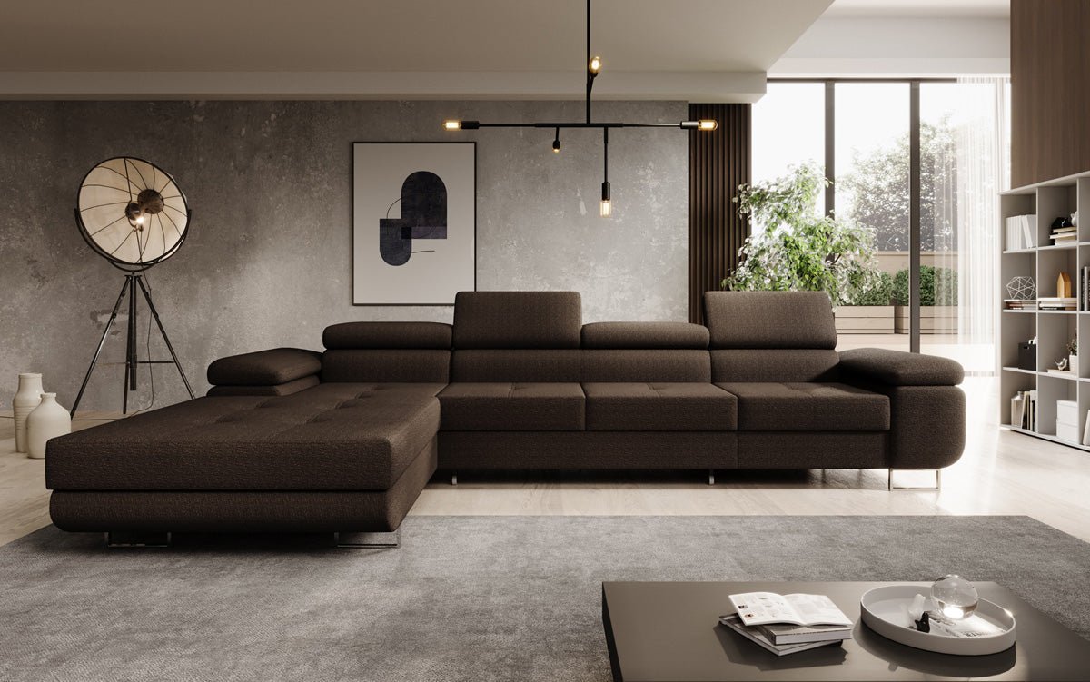 Elegantes Calvera Maxi Bouclé Ecksofa mit Schlaf- und Stauraumfunktion