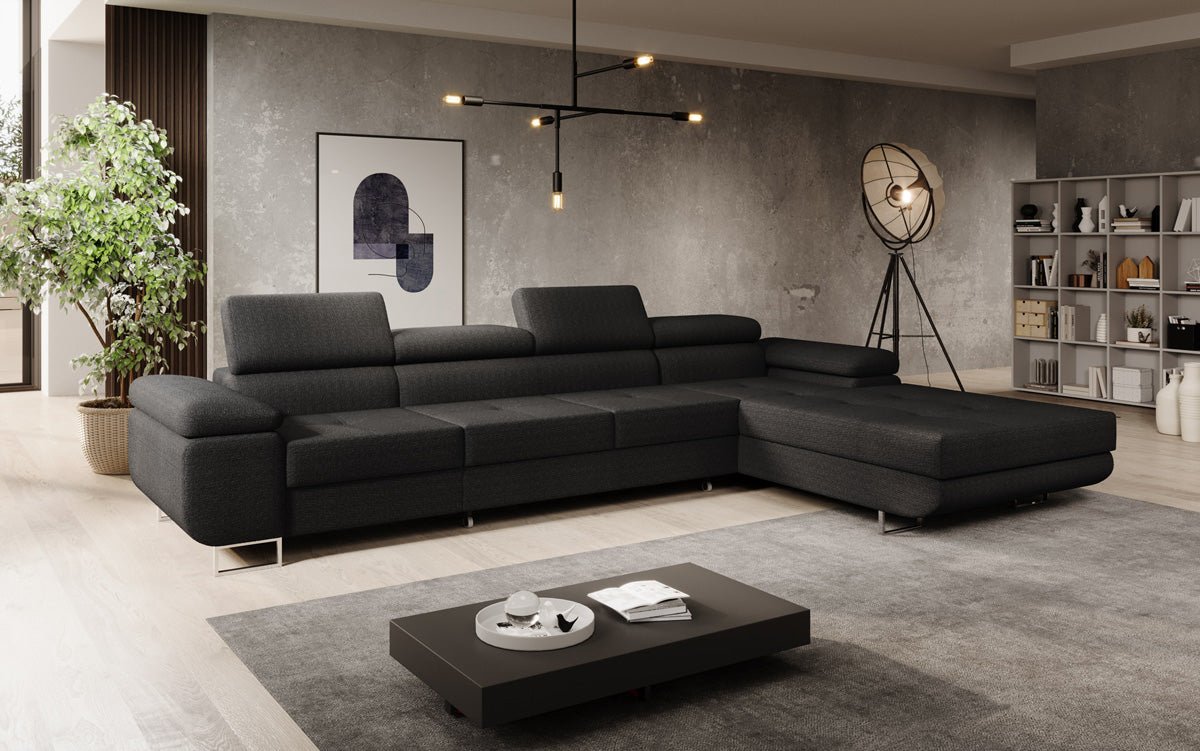 Elegantes Calvera Maxi Bouclé Ecksofa mit Schlaf- und Stauraumfunktion