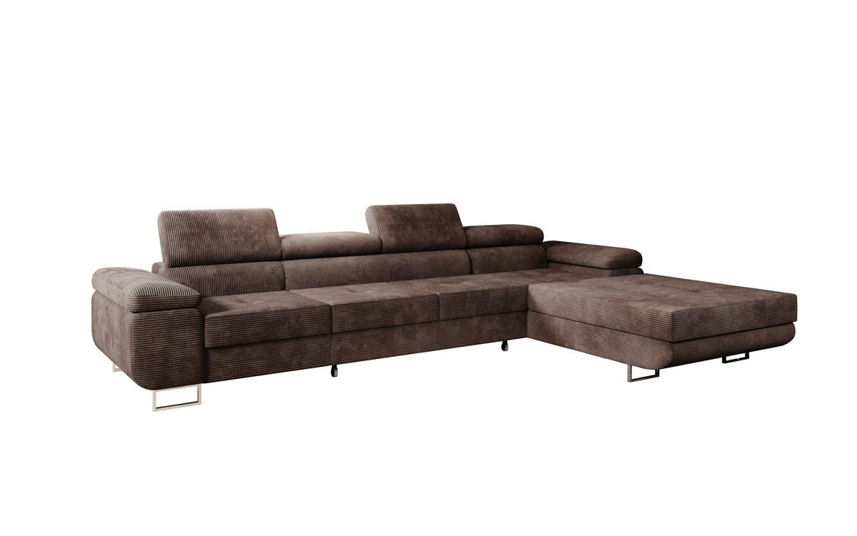 Luxuriöses Designer Sofa Calvera Maxi mit Schlaf- und Klappfunktion, Cord Bezug