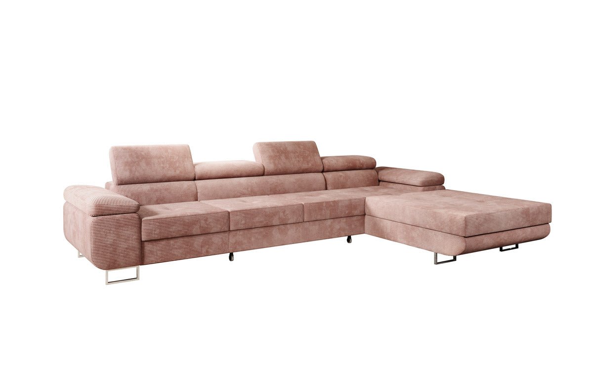 Luxuriöses Designer Sofa Calvera Maxi mit Schlaf- und Klappfunktion, Cord Bezug
