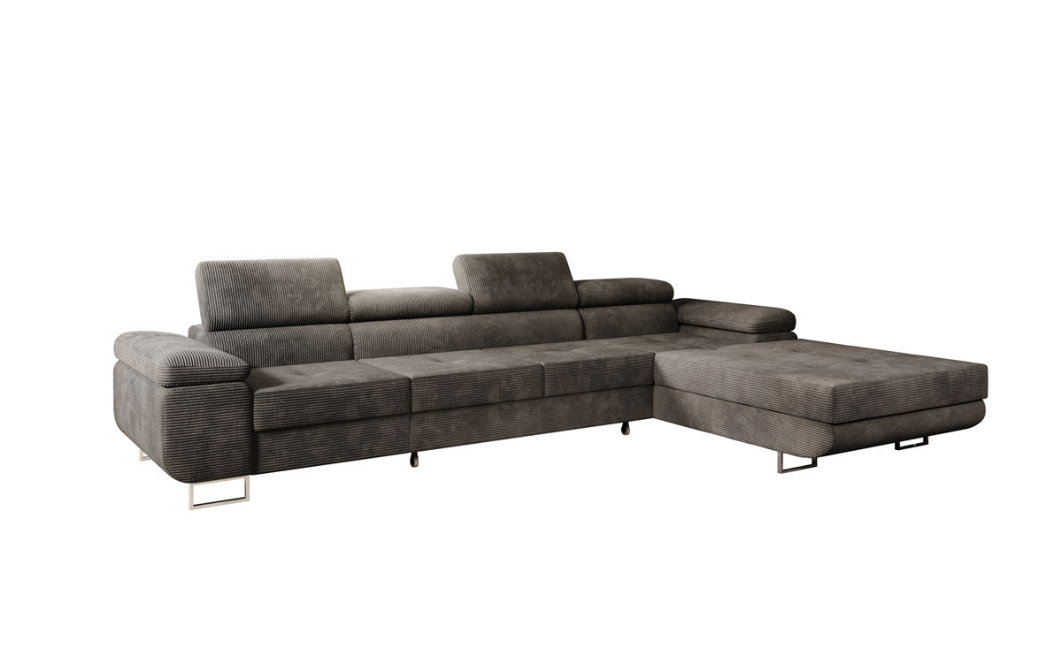 Luxuriöses Designer Sofa Calvera Maxi mit Schlaf- und Klappfunktion, Cord Bezug